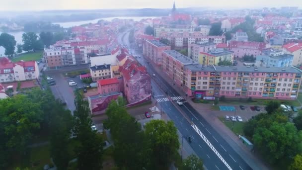 Park Kopernika Caddesi Wojska Polskiego Geyik Havadan Görünümü Polonya Yüksek — Stok video