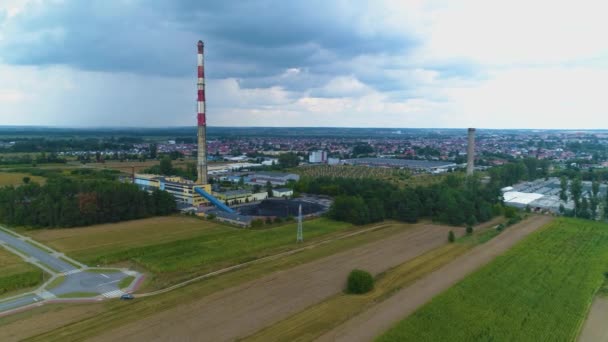 Panorama Termal Enerji Lomza Energetyka Cieplna Hava Görüntüsü Polonya Yüksek — Stok video