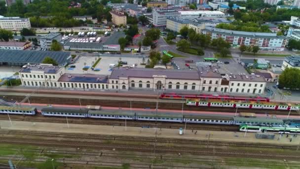 Tren Stasyonu Bialystok Dworzec Kolejowy Hava Görüntüsü Polonya Yüksek Kalite — Stok video