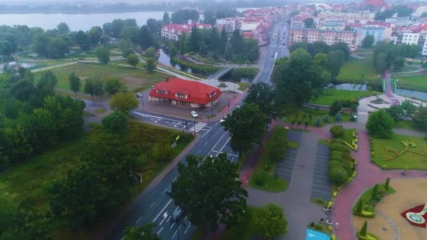 Landscape Street Wojska Polskiego Mall River Elk Vista Aérea Polônia — Vídeo de Stock