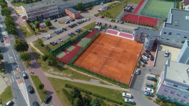 Tennisplätze Ostroleka Korty Tenisowe Luftaufnahme Polen Hochwertiges Filmmaterial — Stockvideo