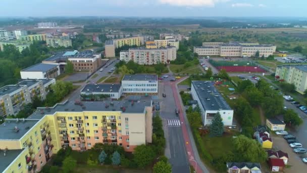 Gyönyörű Lakótelep Suwalki Domy Osiedle Aerial View Lengyelország Kiváló Minőségű — Stock videók