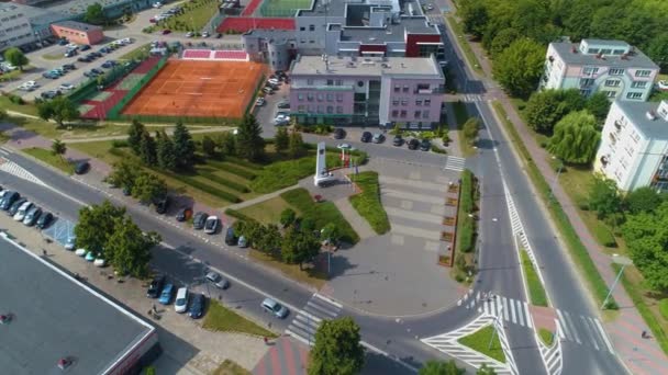 Hallera Street Ostroleka Square Plac Aerial View Polen Hoge Kwaliteit — Stockvideo