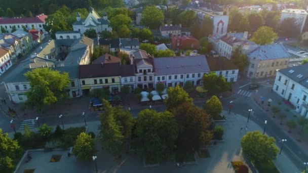Plac Wolnosci Centrum Biala Podlaska Downtown Aerial View Polen Hochwertiges — Stockvideo