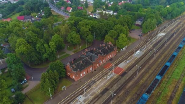 Estação Ferroviária Suwalki Stacja Kolejowa Vista Aérea Polónia Imagens Alta — Vídeo de Stock