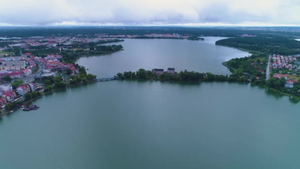Indah Landscape Danau Elk Jezioro Krajobraz Pemandangan Udara Polandia Rekaman — Stok Video