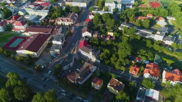 Top Narutowicza Street Biala Podlaska Aerial View Polen Hoge Kwaliteit — Stockvideo