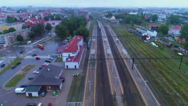 Vlakové Nádraží Elk Dworzec Kolejowy Aerial View Polsko Vysoce Kvalitní — Stock video