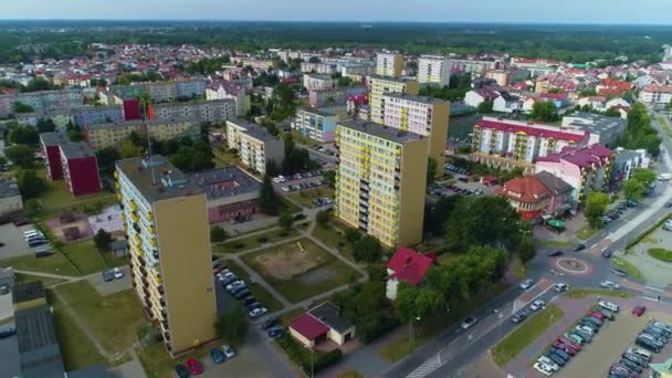 Downtown Habitação Estate Ostroleka Osiedle Srodmiescie Vista Aérea Polônia Imagens — Vídeo de Stock