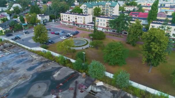 Şehir Merkezindeki Otwock Centrum Fontanna Havacılık Polonya Yüksek Kalite Görüntü — Stok video