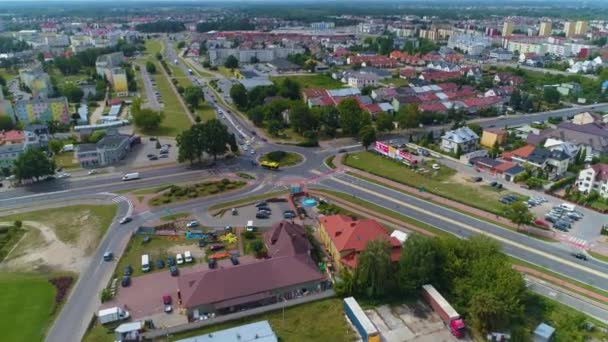 Rondo Niedzialkowskiej Ostroleka Aerial View Poland Vysoce Kvalitní Záběry — Stock video
