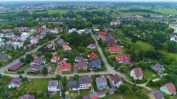 Schöne Panorama Häuser Estate Ostroleka Krajobraz Domy Luftaufnahme Polen Hochwertiges — Stockvideo