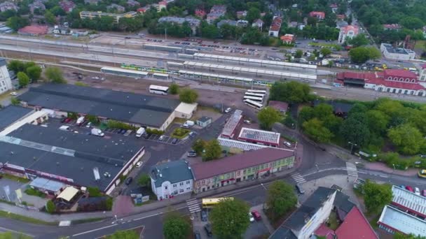 Estação Ferroviária Otwock Dworzec Kolejowy Vista Aérea Polônia Imagens Alta — Vídeo de Stock