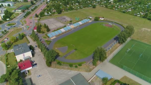 Stadion Ostroleka Stadion Aerial View Polen Hoge Kwaliteit Beeldmateriaal — Stockvideo