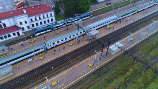 Vlakové Nádraží Elk Pociag Dworzec Kolejowy Aerial View Polsko Vysoce — Stock video
