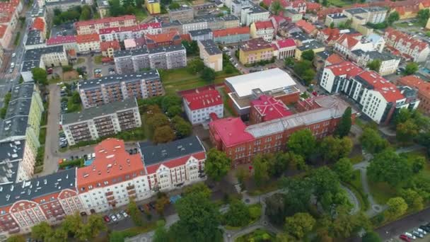 Downtown Park Solidarnosci Elk Aerial View Polônia Imagens Alta Qualidade — Vídeo de Stock