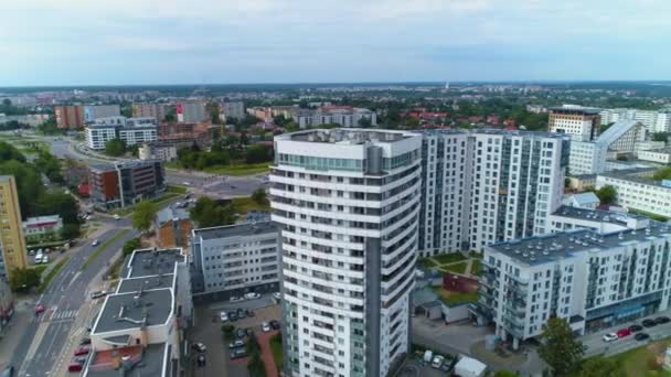 Skyscraper Kaczorowskiego Street Bialystok Wiezowce Luchtfoto Polen Hoge Kwaliteit Beeldmateriaal — Stockvideo