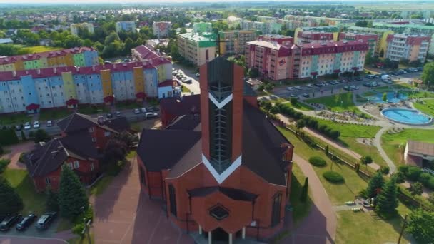 Kyrkan Osiedle Jagiellonskie Biala Podlaska Kosciol Antenn View Poland Högkvalitativ — Stockvideo