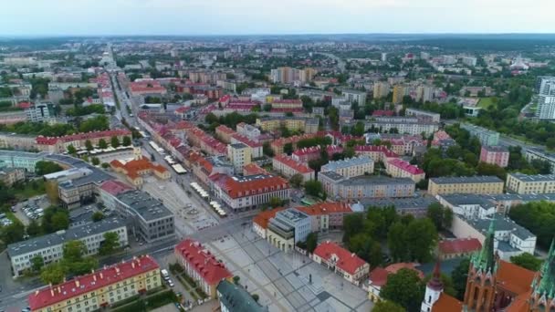 Panorama Old Town Rynek Kosciuszki Square Bialystok Aerial View Poland — стокове відео
