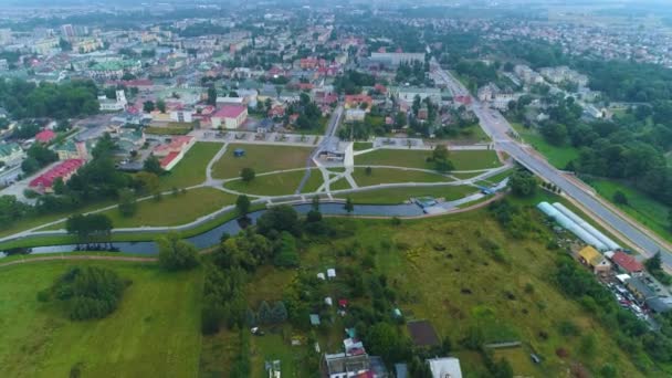 Boulevards Czarna Hancza Suwalki Bulwar Aerial View Poland Vysoce Kvalitní — Stock video