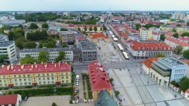 Eski kasaba Rynek Kosciuszki Meydanı Bialystok Hava Görüntüsü Polonya. Yüksek kalite 4k görüntü