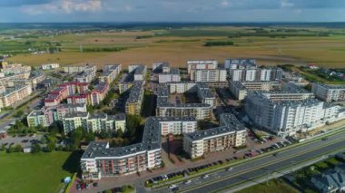 Güzel Fields Houses Lomza Krajobraz Hava Manzarası Polonya. Yüksek kalite 4k görüntü