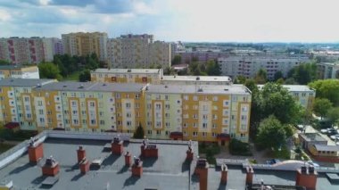 Panorama Apartmanları Lomza Bloki Krajobraz Hava Görüntülü Polonya. Yüksek kalite 4k görüntü