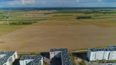 Güzel Fields Houses Lomza Krajobraz Hava Manzarası Polonya. Yüksek kalite 4k görüntü