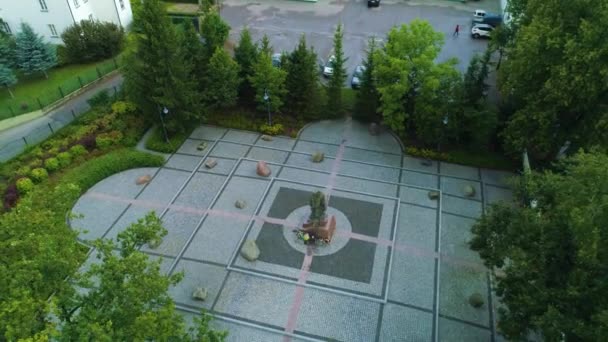 Pomnik Jana Pawla Suwalki Plac Pilsudskiego Hava Görüntüsü Polonya Yüksek — Stok video