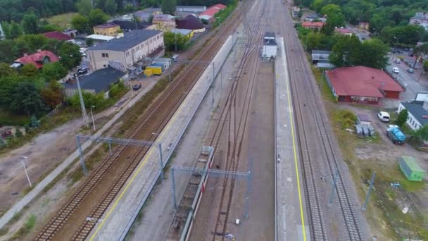 Dworzec Kolejowy Otwock Dworzec Kolejowy Widok Lotu Ptaka Polska Wysokiej — Wideo stockowe