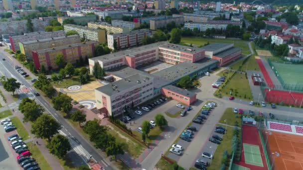 Escola Primária Ostroleka Szkola Podstawowa Vista Aérea Polônia Imagens Alta — Vídeo de Stock