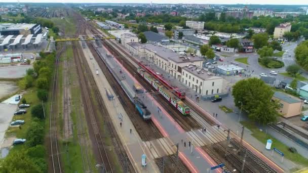 Železniční Stanice Bialystok Dworzec Kolejowy Aerial View Polsko Vysoce Kvalitní — Stock video