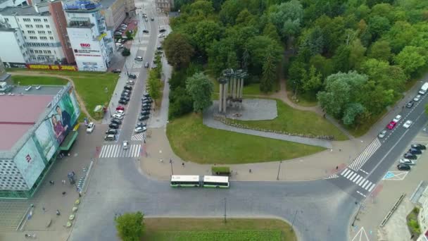 Monumento Heróis Terra Bialystok Pomnik Bohaterow Vista Aérea Polônia Imagens — Vídeo de Stock