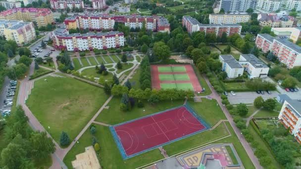 Skatepark Playground Lomza Boiska Vista Aérea Polônia Imagens Alta Qualidade — Vídeo de Stock