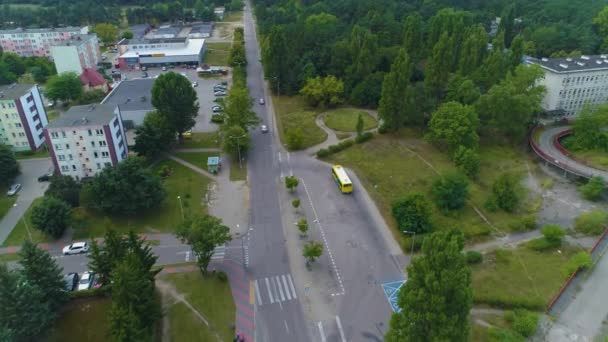 Przystanek Autobusowy Ostroleka Przystanek Autobusowy Aerial View Poland Wysokiej Jakości — Wideo stockowe
