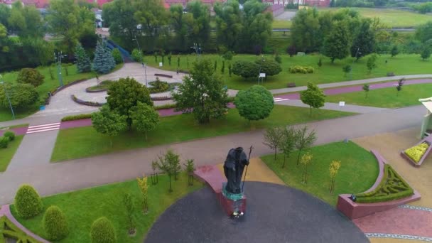 Monument Jana Pawla Elk Plac Vue Aérienne Pologne Images Haute — Video