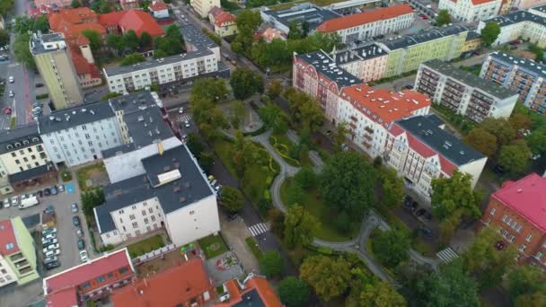 Downtown Park Solidarnosci Elk Aerial View Polônia Imagens Alta Qualidade — Vídeo de Stock