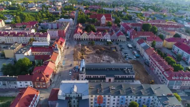 Óvárosi Piac Lomza Stare Miasto Rynek Aerial View Lengyelország Kiváló — Stock videók
