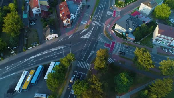 Intersectie Biala Podlaska Tysiaclecia Aerial View Polen Hoge Kwaliteit Beeldmateriaal — Stockvideo