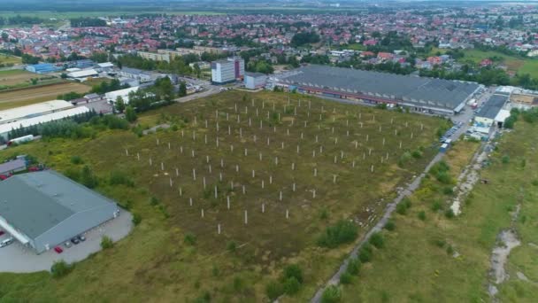 Fabrika Meydanı Sütunları Lomza Slupki Plac Hala Hava Görünümü Polonya — Stok video