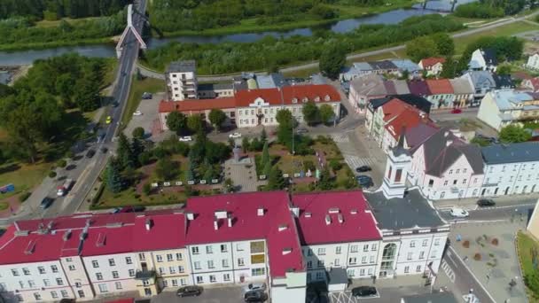 Plac Bema Eldership Ostroleka Starostwo Aerial View Poland Υψηλής Ποιότητας — Αρχείο Βίντεο