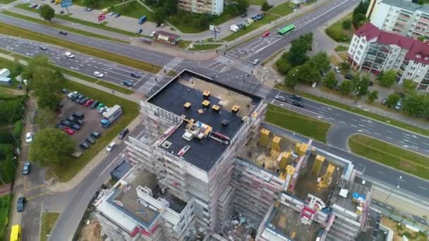 Building Construction Bialystok Budynek Budowa Aerial View Polsko Vysoce Kvalitní — Stock video