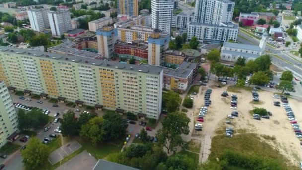 Gökdelen Kaczorowski Sokak Bialystok Wiezowce Hava Görüntüsü Polonya Yüksek Kalite — Stok video