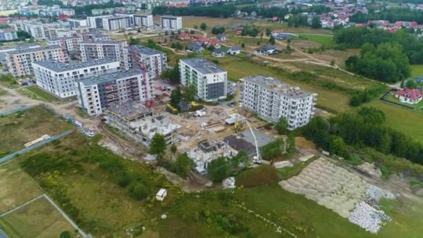 Blocks Construction Ostroleka Budowa Blokow Aerial View Polen Hochwertiges Filmmaterial — Stockvideo