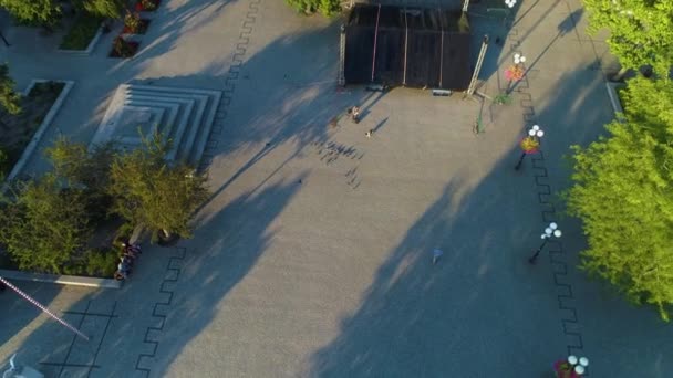 Plac Wolnosci Centrum Biala Podlaska Downtown Aerial View Polen Hochwertiges — Stockvideo