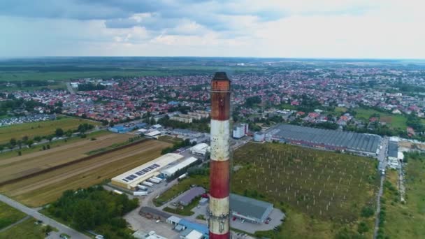 Schoorsteen Panorama Lomza Komin Krajobraz Aerial View Polen Hoge Kwaliteit — Stockvideo