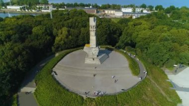 Westerplatte Anıtı Gdansk Pomnik Hava Görüntüsü Polonya. Yüksek kalite 4k görüntü