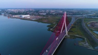 Kırmızı Köprü Ölü Vistula Gdansk En Czerwony Martwa Wisla Hava Görüntüsü Polonya. Yüksek kalite 4k görüntü