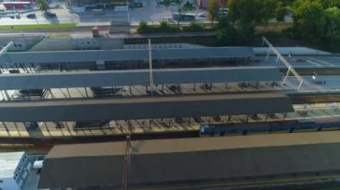 Tren İstasyonu Ana Gdansk Dworzec Kolejowy Hava Görüntüsü Polonya. Yüksek kalite 4k görüntü