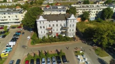 Sokak Dabrowskiego Osiedle Domy Bloki Wejherowo Hava Görüntüsü Polonya. Yüksek kalite 4k görüntü